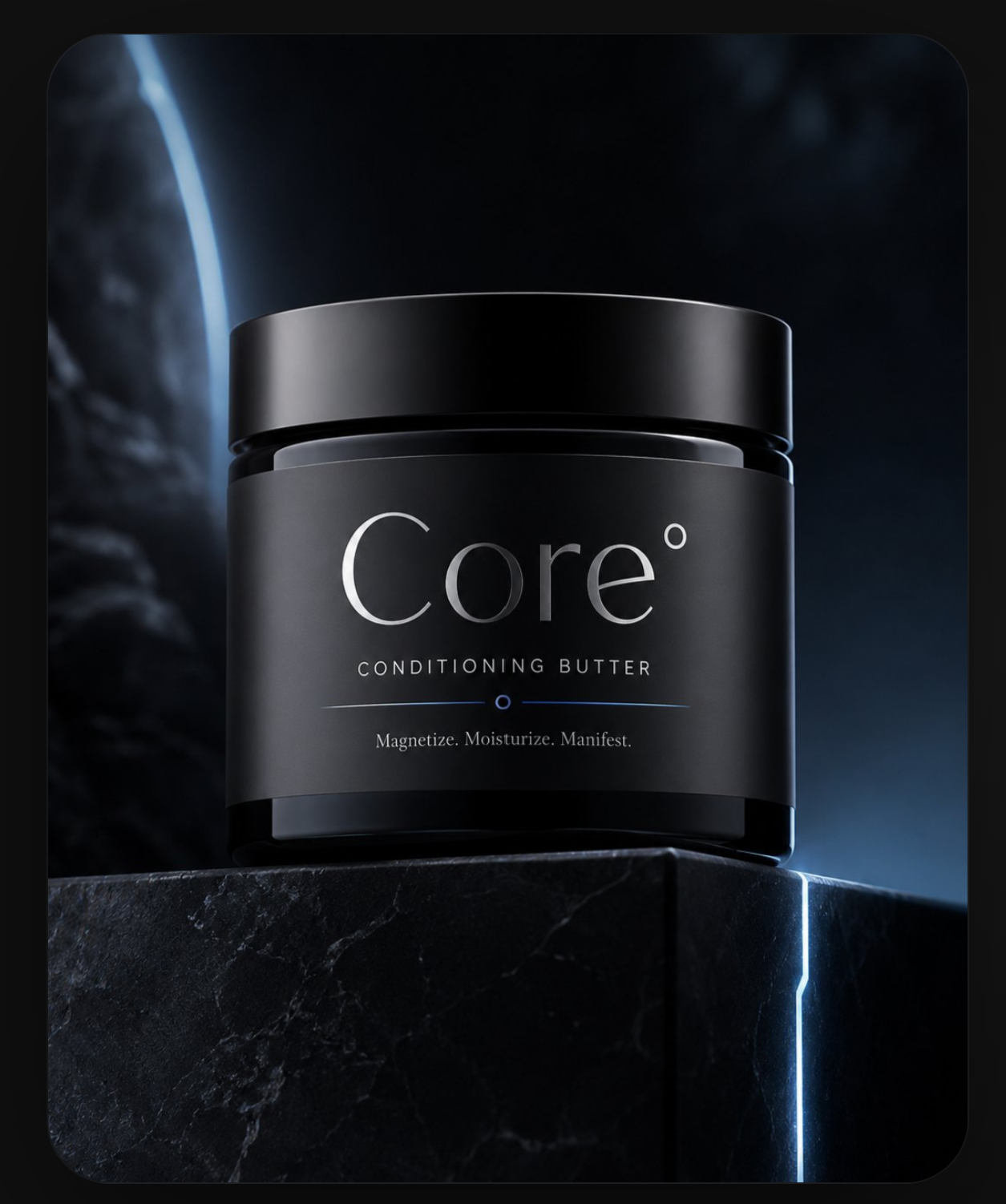 Core° Shea Butter Cologne, jar detail.